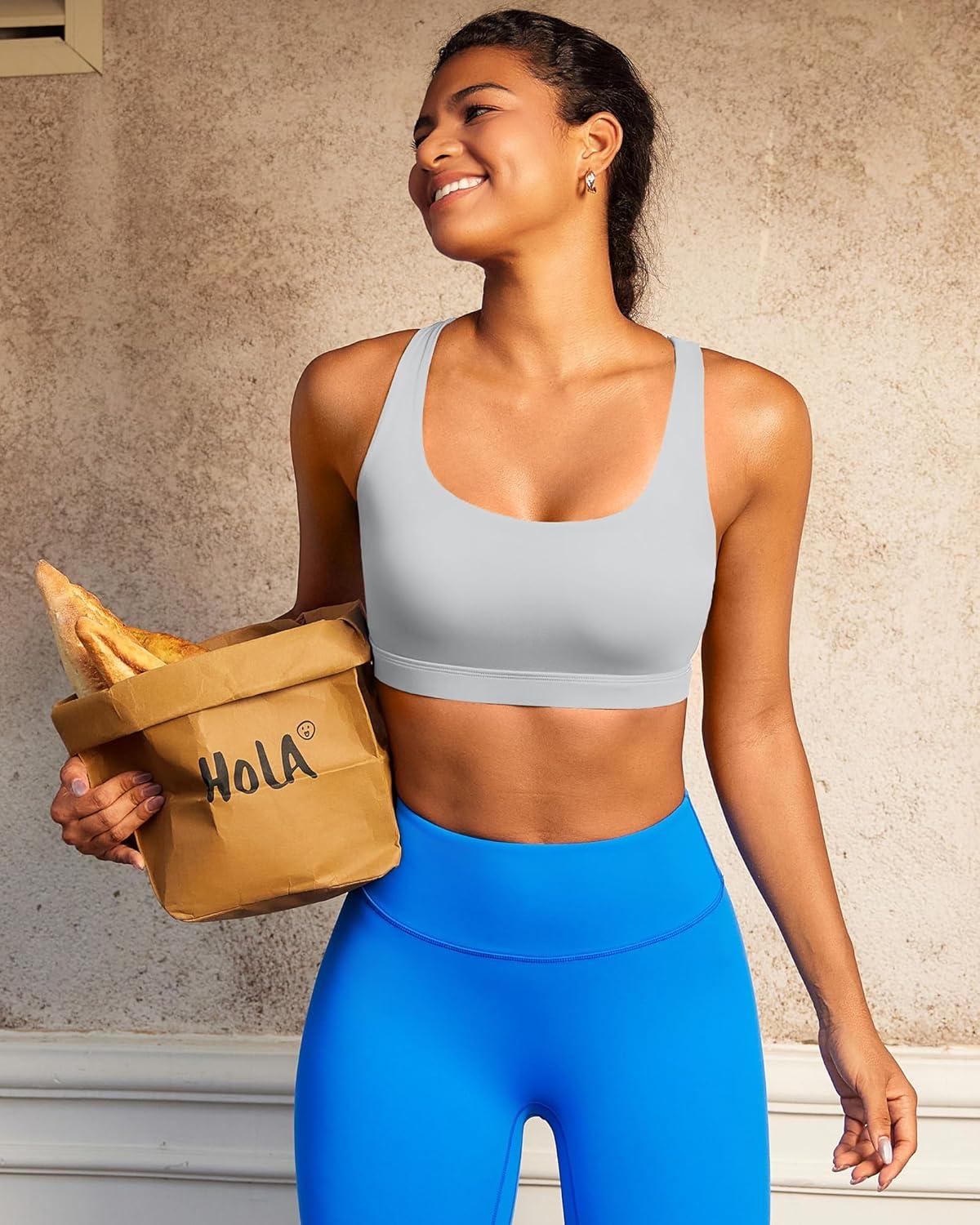 imageRUNNING GIRL High Impact Sports Bras for Women High Support Running Adjustable Sports Bra Molded Cup StrappyGrey