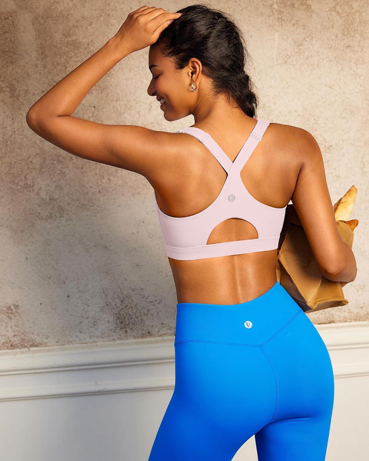 imageRUNNING GIRL High Impact Sports Bras for Women High Support Running Adjustable Sports Bra Molded Cup StrappyPink