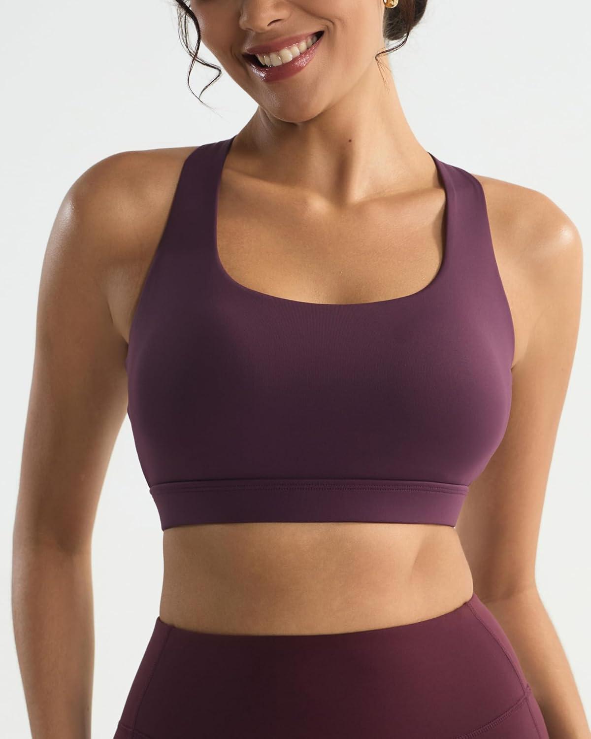 imageRUNNING GIRL High Impact Sports Bras for Women High Support Womens Sports Bra Racerback Workout Running BraDeep Purple