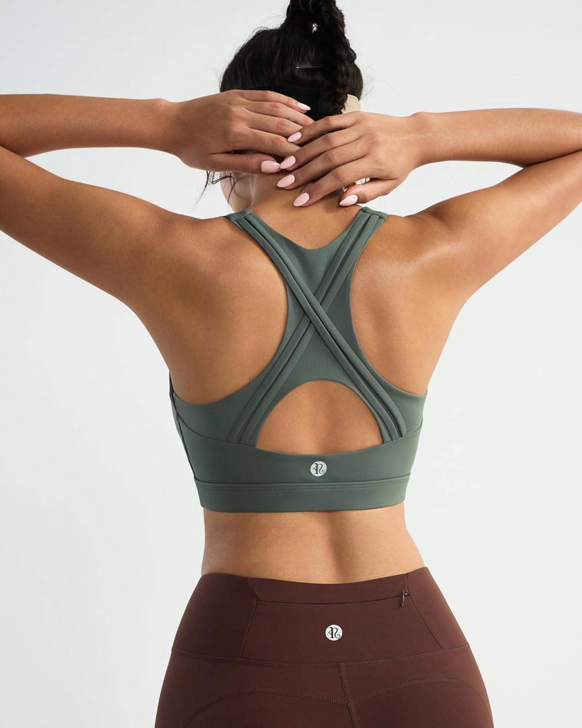 imageRUNNING GIRL High Impact Sports Bras for Women High Support Womens Sports Bra Racerback Workout Running BraGrey Sage