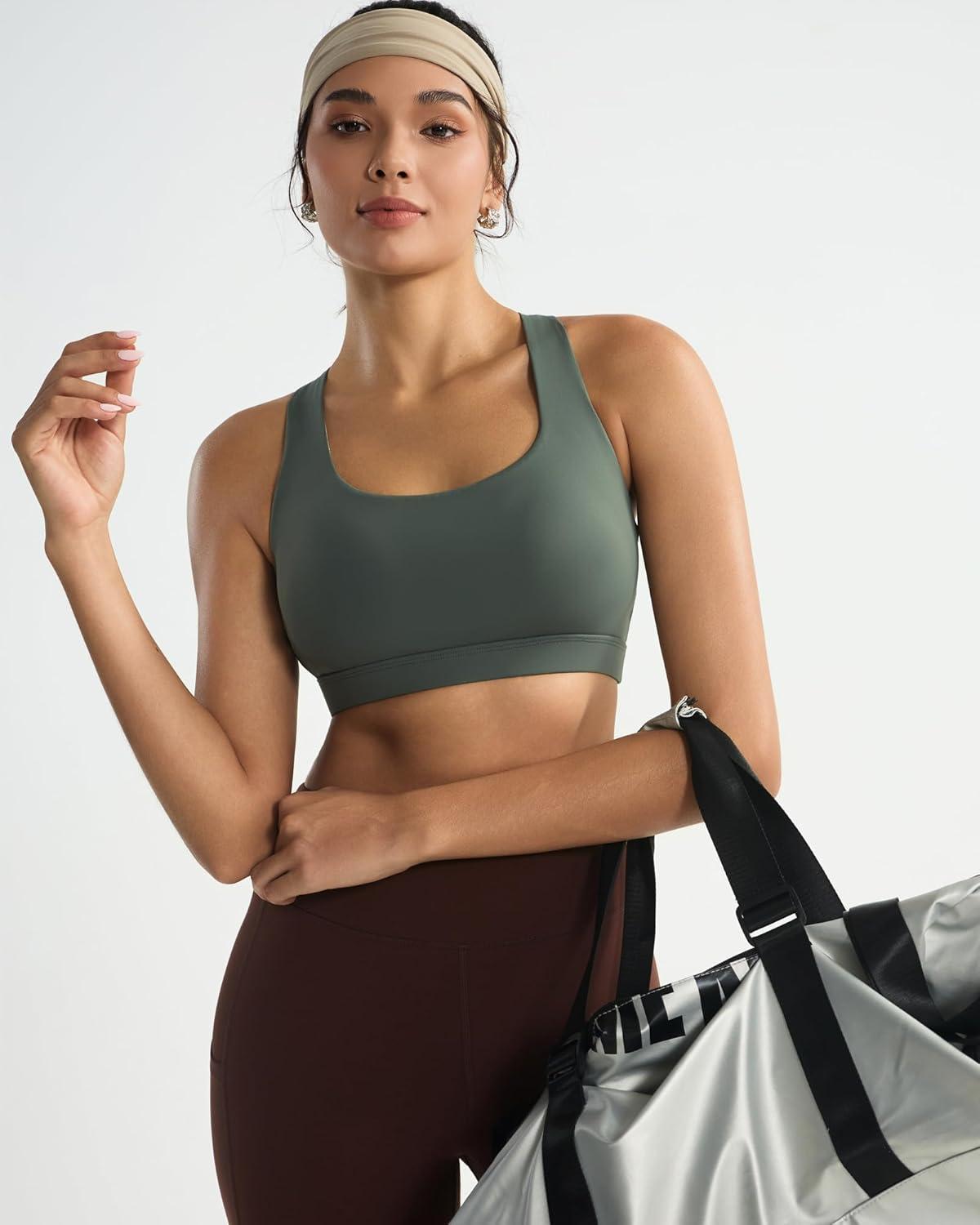 imageRUNNING GIRL High Impact Sports Bras for Women High Support Womens Sports Bra Racerback Workout Running BraGrey Sage