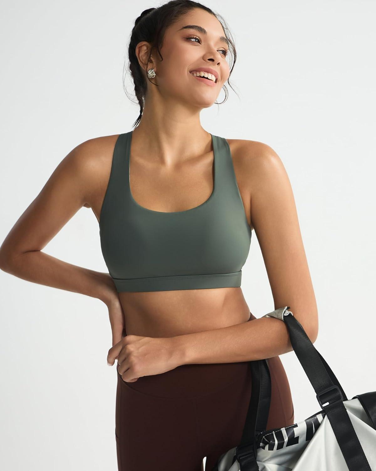 imageRUNNING GIRL High Impact Sports Bras for Women High Support Womens Sports Bra Racerback Workout Running BraGrey Sage