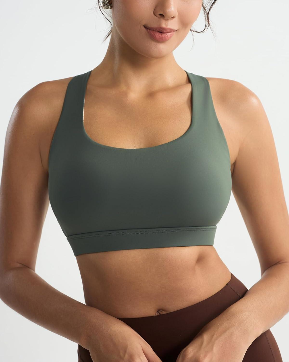 imageRUNNING GIRL High Impact Sports Bras for Women High Support Womens Sports Bra Racerback Workout Running BraGrey Sage