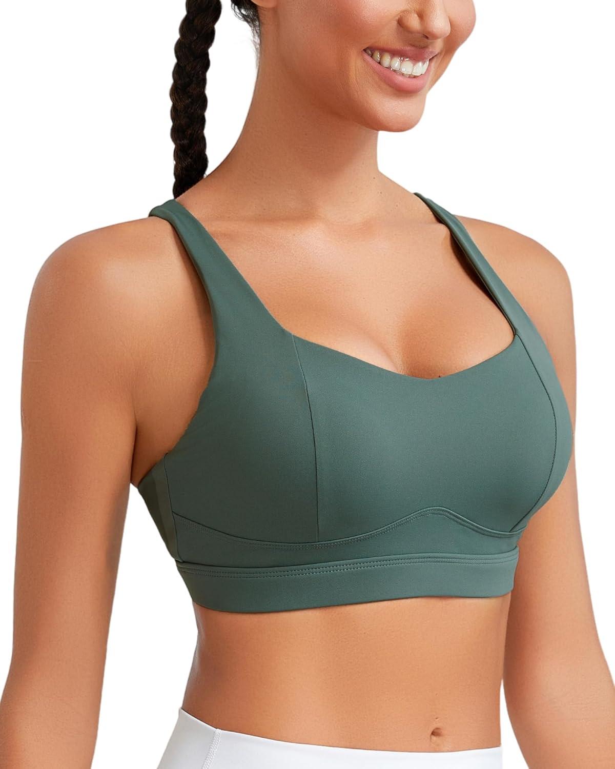 imageRUNNING GIRL Sports Bra for Women High Support Molded Cup High Impact Sports Bras with Sewn in Pads Strappy Running Bra3004 Sage Green