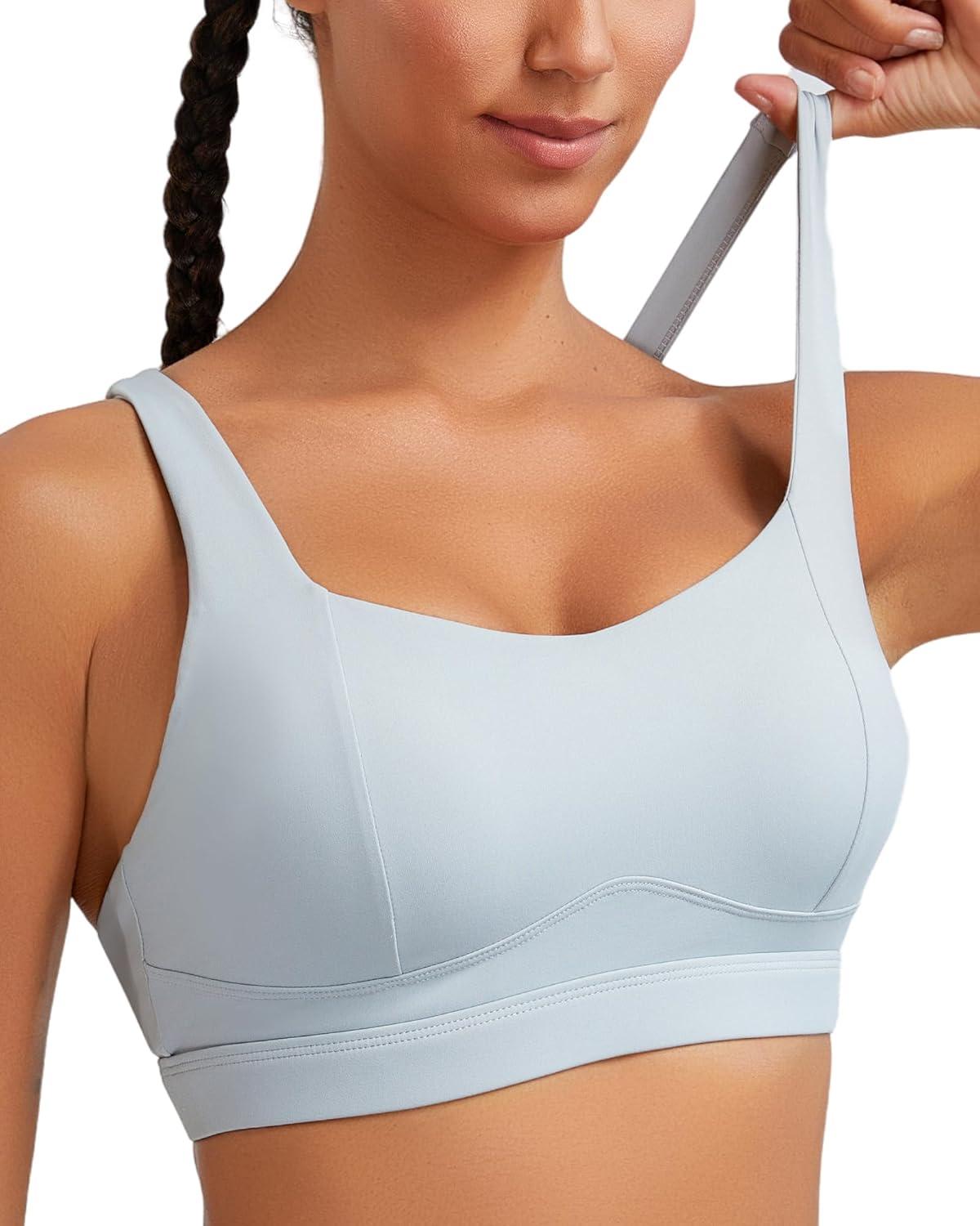 imageRUNNING GIRL Sports Bra for Women High Support Molded Cup High Impact Sports Bras with Sewn in Pads Strappy Running Bra3004 Silver Grey