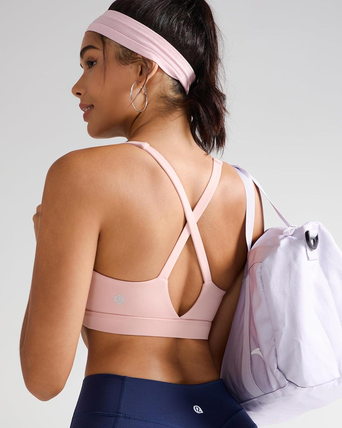 imageRUNNING GIRL Sports Bra for Women High Support Molded Cup High Impact Sports Bras with Sewn in Pads Strappy Running BraPink Peony