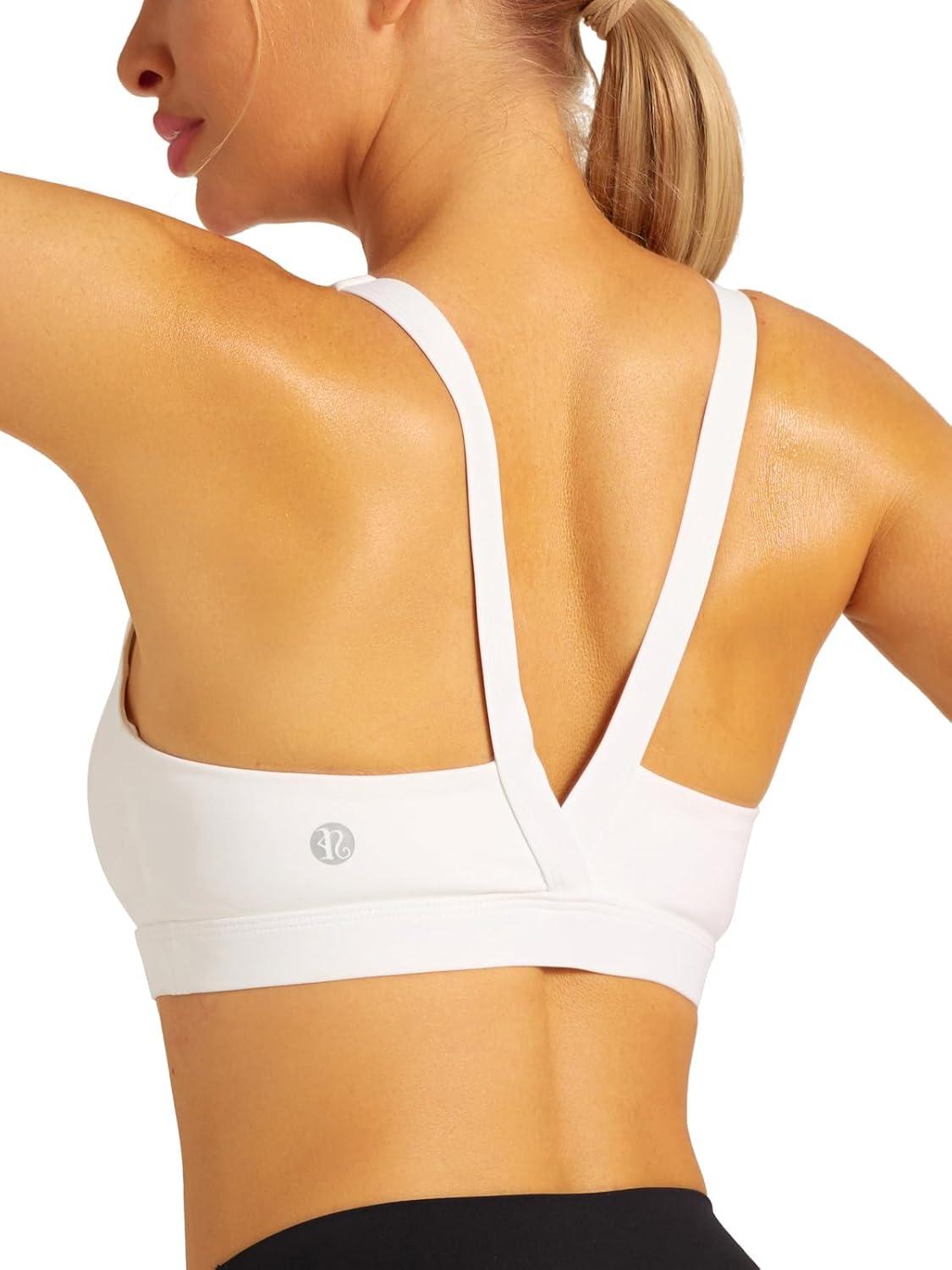 imageRUNNING GIRL Sports Bra for Women High Support Molded Cup High Impact Sports Bras with Sewn in Pads Strappy Running BraSnow White