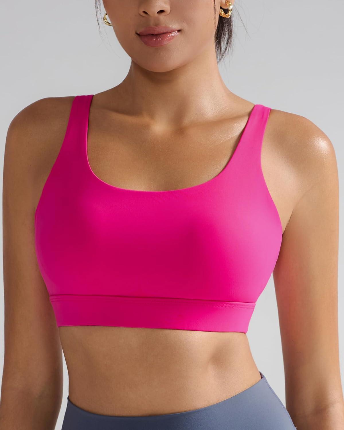 imageRUNNING GIRL Sports Bra for Women High Support Molded Cup High Impact Sports Bras with Sewn in Pads Workout Running BraHot Pink