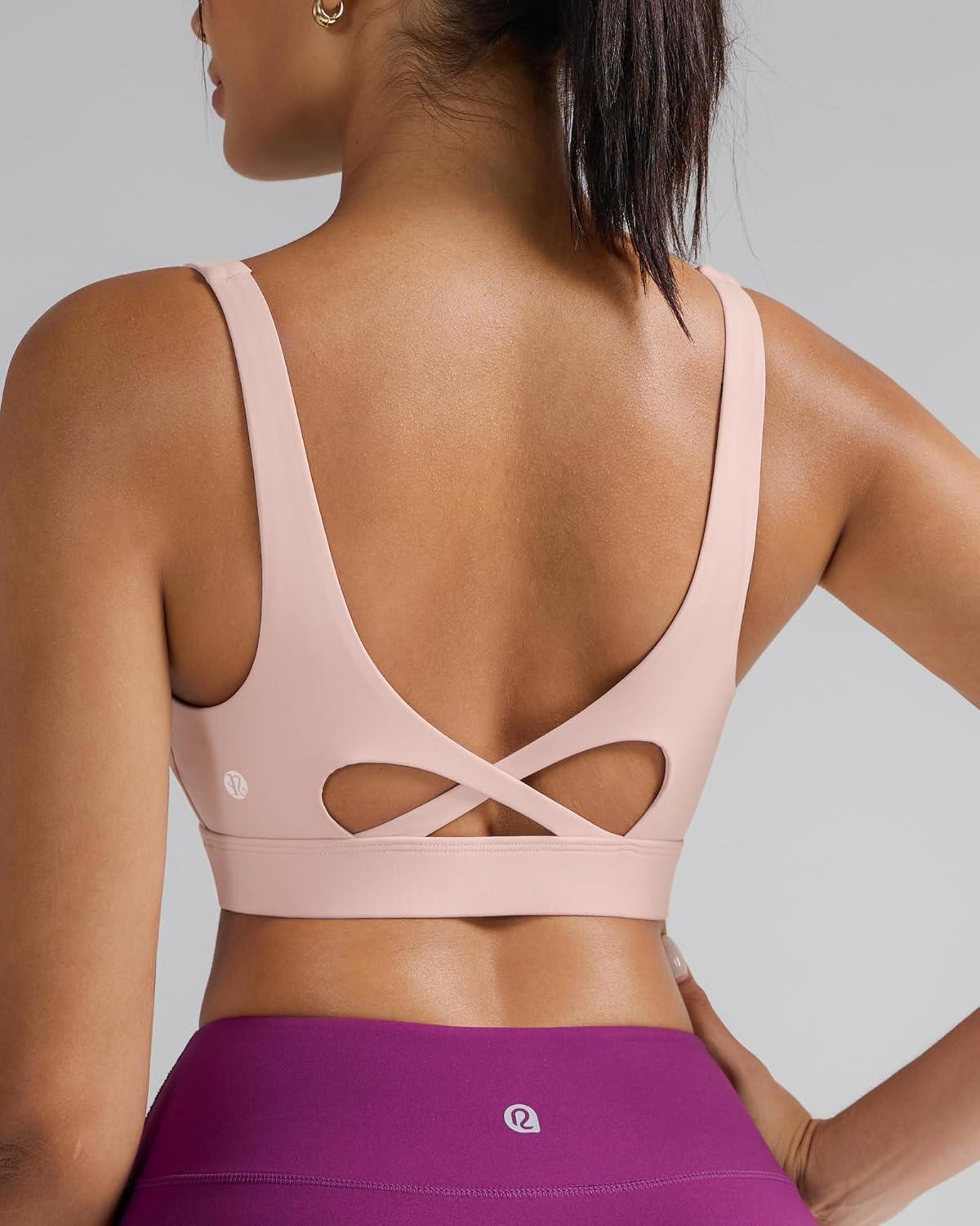 imageRUNNING GIRL Sports Bra for Women High Support Molded Cup High Impact Sports Bras with Sewn in Pads Workout Running BraPink Peony