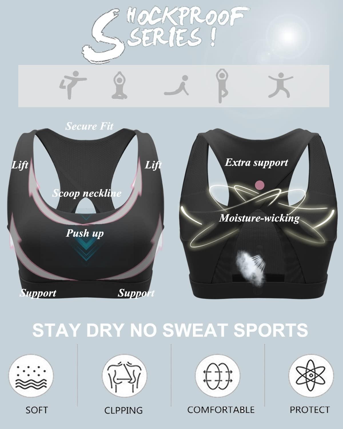 imageRUNNING GIRL Sports Bra for WomenHigh Impact Large Bust Padded Sports Bra Fitness Workout Running Yoga Tank Tops WX2827BlackS