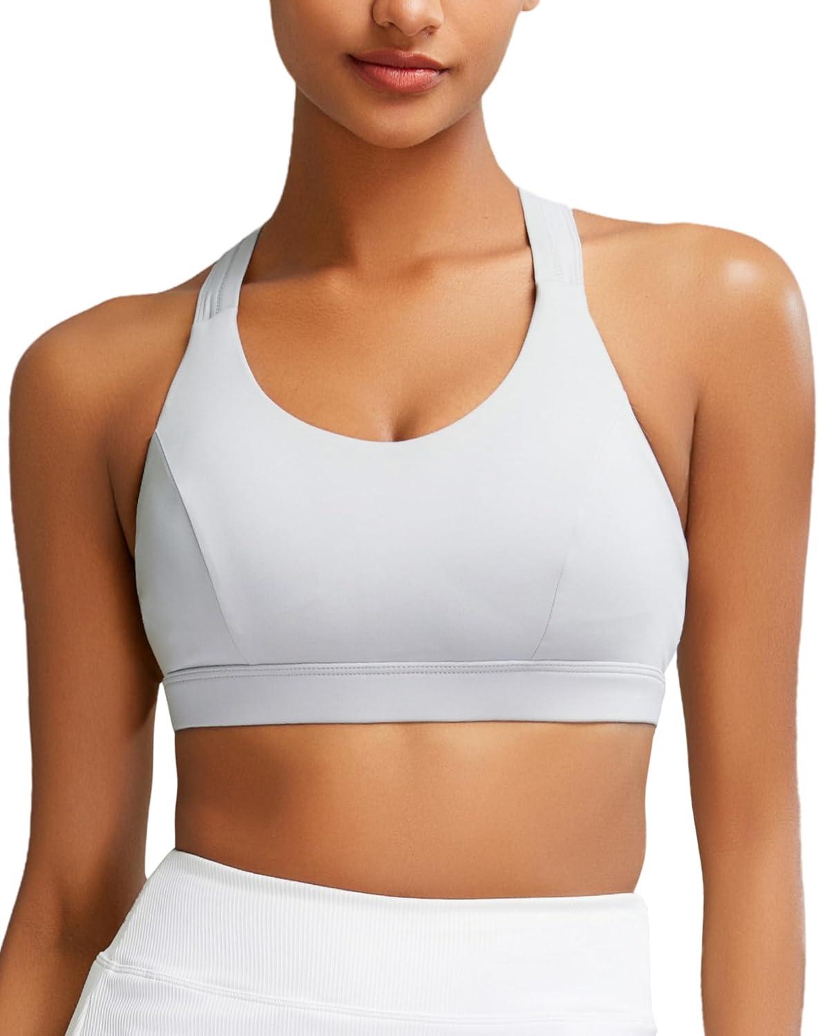 imageRUNNING GIRL Sports Bras for Women CrissCross Back Padded Strappy Sports Bras Medium Support Yoga Bra with Removable Cups2825 Grey M