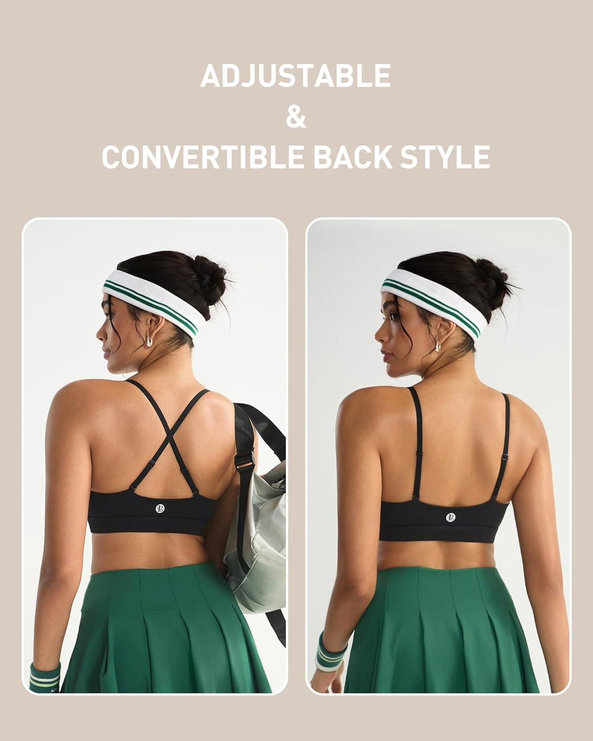 imageRUNNING GIRL VNeck Sports Bras for Women  Adjustable Thin Straps Wireless Padded Yoga Top Low ImpactBlack