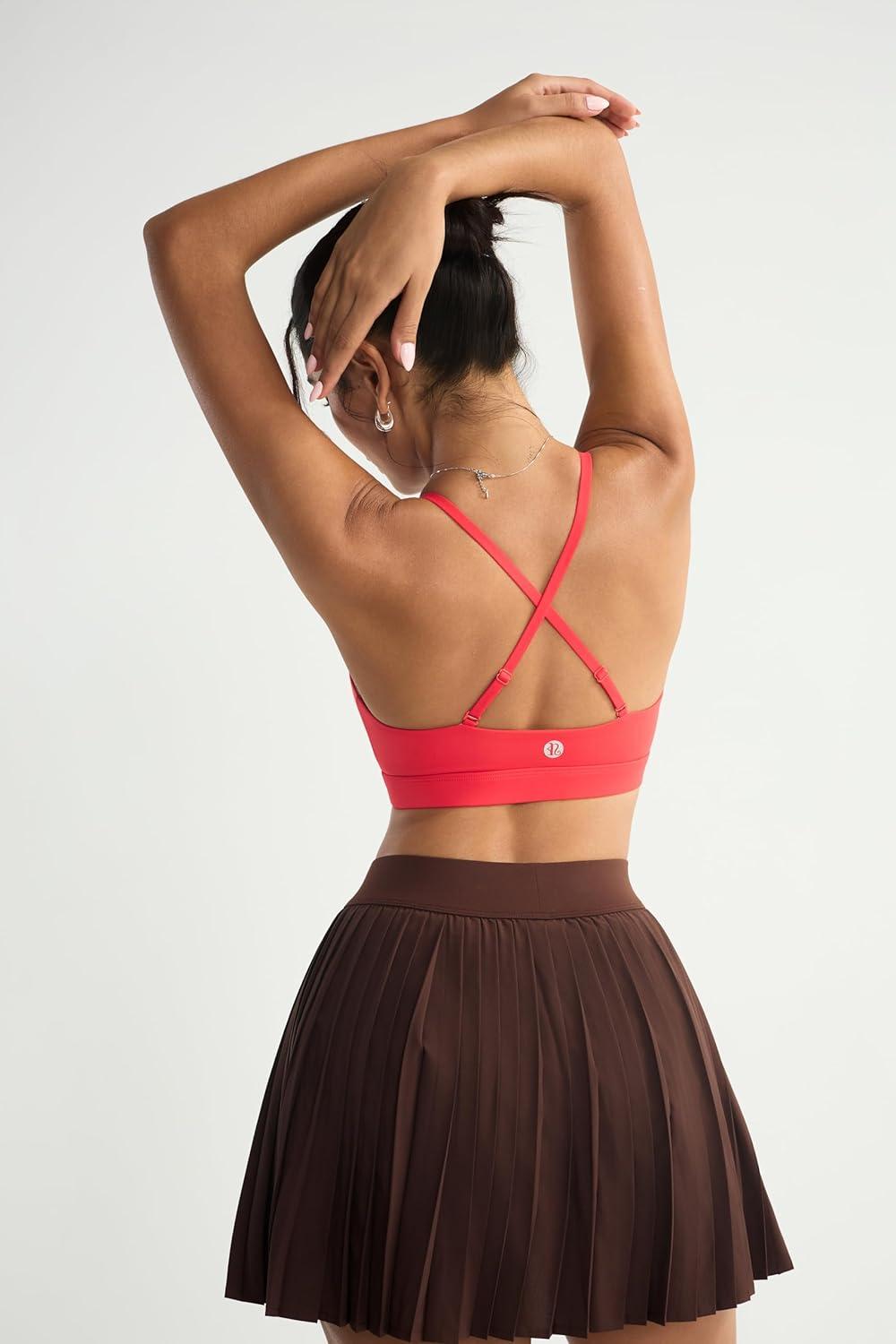 imageRUNNING GIRL VNeck Sports Bras for Women  Adjustable Thin Straps Wireless Padded Yoga Top Low ImpactRed