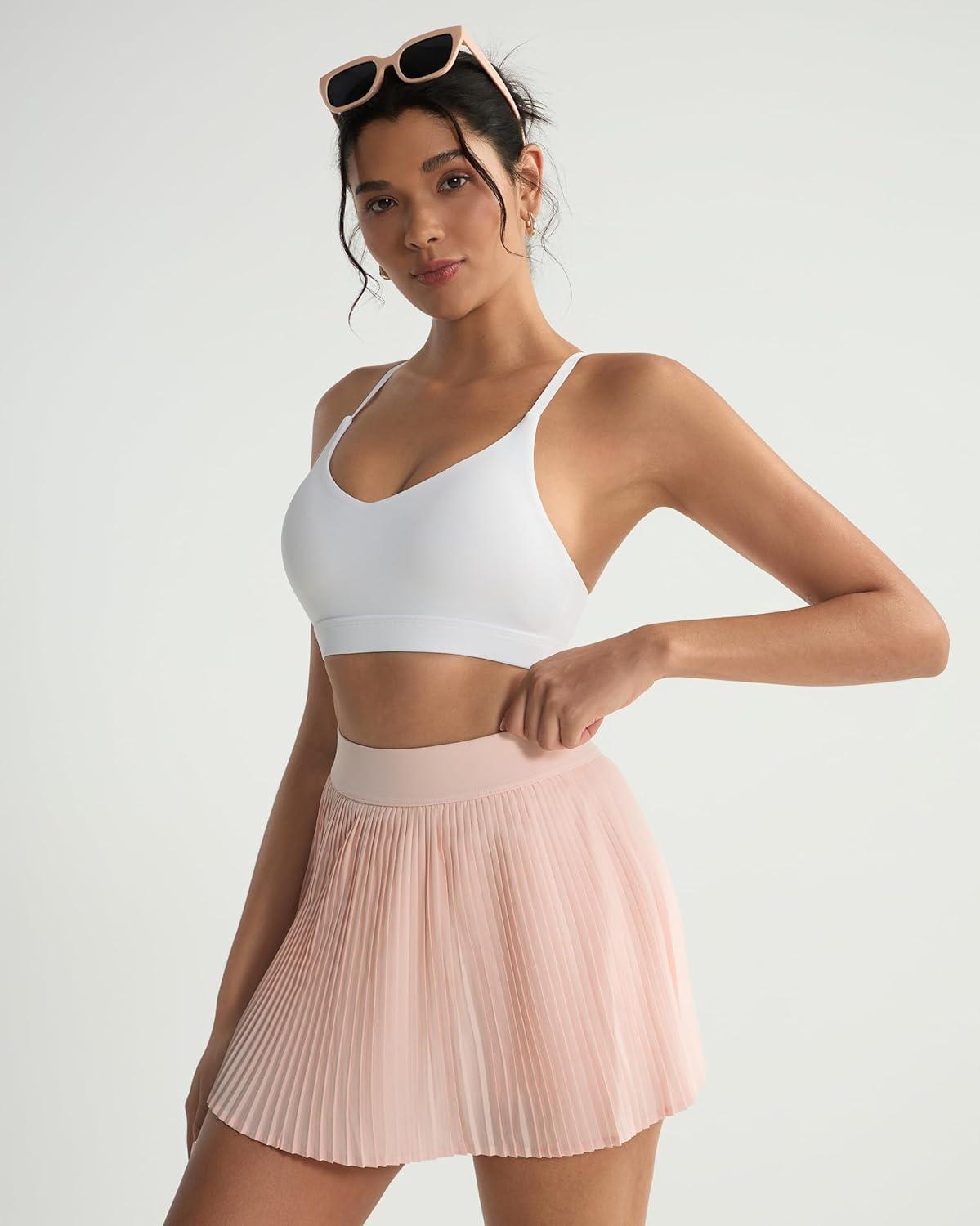 imageRUNNING GIRL VNeck Sports Bras for Women  Adjustable Thin Straps Wireless Padded Yoga Top Low ImpactWhite