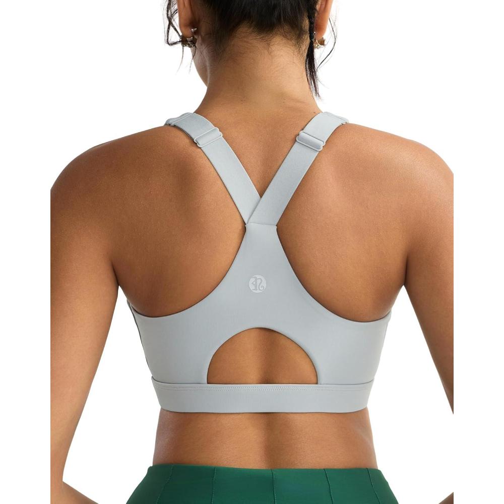 imageRUNNING GIRL High Impact Sports Bras for Women High Support Running Adjustable Sports Bra Molded Cup StrappyGrey