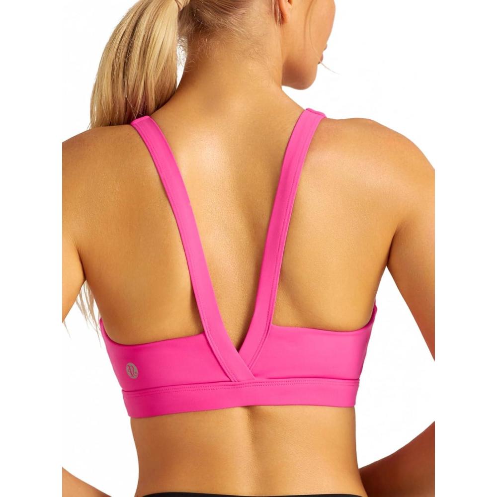 imageRUNNING GIRL Sports Bra for Women High Support Molded Cup High Impact Sports Bras with Sewn in Pads Strappy Running BraVivid Pink