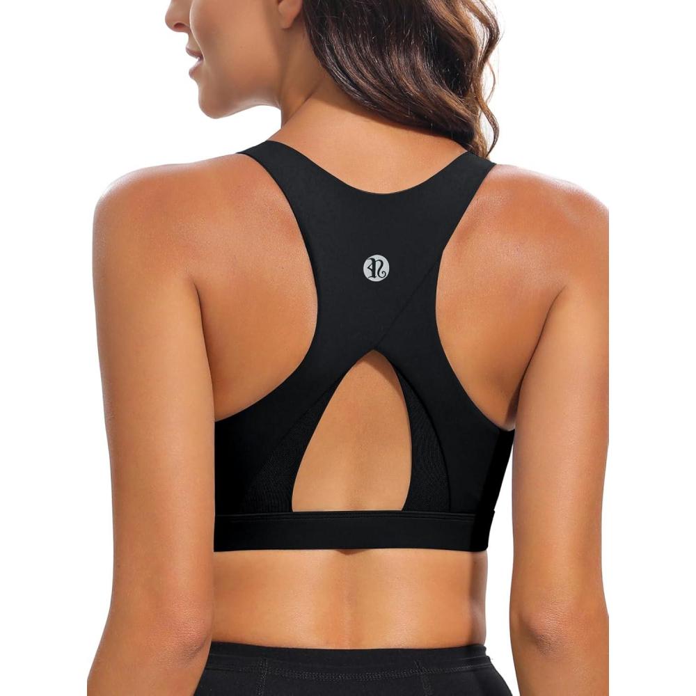 imageRUNNING GIRL Sports Bra for WomenHigh Impact Large Bust Padded Sports Bra Fitness Workout Running Yoga Tank Tops WX2827BlackS