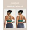 imageRUNNING GIRL VNeck Sports Bras for Women  Adjustable Thin Straps Wireless Padded Yoga Top Low ImpactStorm Teal