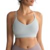 imageRUNNING GIRL VNeck Sports Bras for Women  Adjustable Thin Straps Wireless Padded Yoga Top Low ImpactGrey