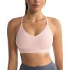 imageRUNNING GIRL VNeck Sports Bras for Women  Adjustable Thin Straps Wireless Padded Yoga Top Low ImpactPink