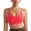 imageRUNNING GIRL VNeck Sports Bras for Women  Adjustable Thin Straps Wireless Padded Yoga Top Low ImpactRed