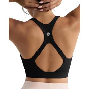 imageRUNNING GIRL High Impact Sports Bras for Women Adjustable Straps Sports Bra High Support Molded Cup Racerback Workout BraAblack