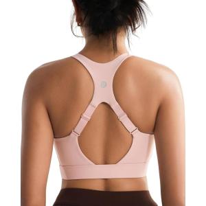 imageRUNNING GIRL High Impact Sports Bras for Women Adjustable Straps Sports Bra High Support Molded Cup Racerback Workout BraAflush Pink