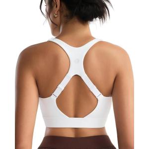 imageRUNNING GIRL High Impact Sports Bras for Women Adjustable Straps Sports Bra High Support Molded Cup Racerback Workout BraAwhite