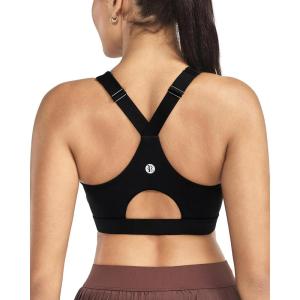 imageRUNNING GIRL High Impact Sports Bras for Women High Support Running Adjustable Sports Bra Molded Cup StrappyBlack