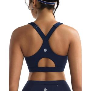 imageRUNNING GIRL High Impact Sports Bras for Women High Support Running Adjustable Sports Bra Molded Cup StrappyDark Blue