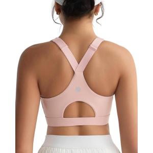 imageRUNNING GIRL High Impact Sports Bras for Women High Support Running Adjustable Sports Bra Molded Cup StrappyPink
