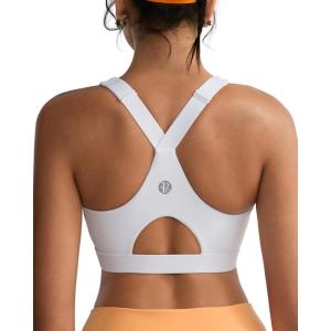 imageRUNNING GIRL High Impact Sports Bras for Women High Support Running Adjustable Sports Bra Molded Cup StrappyWhite