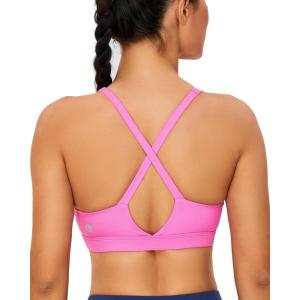 imageRUNNING GIRL Sports Bra for Women High Support Molded Cup High Impact Sports Bras with Sewn in Pads Strappy Running BraHot Pink