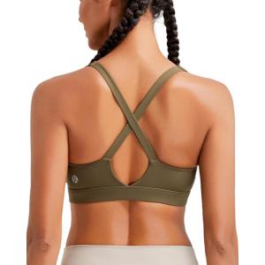 imageRUNNING GIRL Sports Bra for Women High Support Molded Cup High Impact Sports Bras with Sewn in Pads Strappy Running BraOlive Green