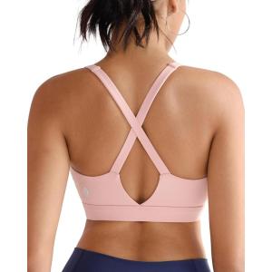imageRUNNING GIRL Sports Bra for Women High Support Molded Cup High Impact Sports Bras with Sewn in Pads Strappy Running BraPink Peony