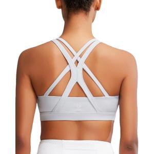imageRUNNING GIRL Sports Bras for Women CrissCross Back Padded Strappy Sports Bras Medium Support Yoga Bra with Removable Cups2825 Grey M