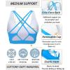imageRUNNING GIRL Sports Bras for Women MediumHigh Impact Running Strappy Sports Bra with Removable PadsBvivid Blue