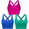 imageRUNNING GIRL Sports Bras for WomenSeamless Strappy Sports Bra High Support Crisscross Back with Removable PadsAbluepinkgreen