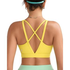 imageRUNNING GIRL High Impact Sports Bras for Women High Support Running Sports Bra Moulded Cup Strappy Sports BrasCitrine