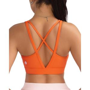 imageRUNNING GIRL High Impact Sports Bras for Women High Support Running Sports Bra Moulded Cup Strappy Sports BrasVibrant Orange