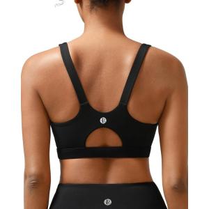 imageRUNNING GIRL Sports Bra for Women High Support Molded Cup High Impact Sports Bras for Women with Sewn in PadsBlack