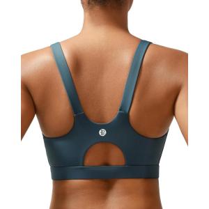 imageRUNNING GIRL Sports Bra for Women High Support Molded Cup High Impact Sports Bras for Women with Sewn in PadsDark Blue