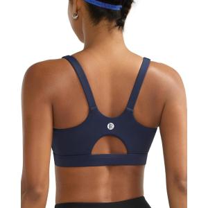 imageRUNNING GIRL Sports Bra for Women High Support Molded Cup High Impact Sports Bras for Women with Sewn in PadsNavy Blue