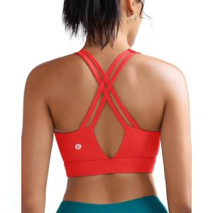 imageRUNNING GIRL Sports Bra for Women High Support Molded Cup High Impact Sports Bras with Sewn in Pads Strappy Running BraBright Red