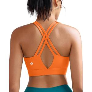 imageRUNNING GIRL Sports Bra for Women High Support Molded Cup High Impact Sports Bras with Sewn in Pads Strappy Running BraOrange