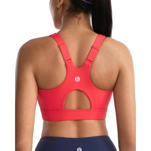 imageRUNNING GIRL Sports Bra for WomenAdjustable Straps Molded Cup High Impact Sports Bras for Women with Sewn in PadsDeep Red