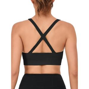 imageRUNNING GIRL Sports Bras for WomenSeamless Strappy Sports Bra High Support Crisscross Back with Removable PadsDblack