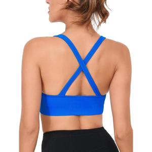 imageRUNNING GIRL Sports Bras for WomenSeamless Strappy Sports Bra High Support Crisscross Back with Removable PadsDblue