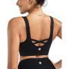 imageRUNNING GIRL Sports Bras for Women High Support Adjustable Straps High Impact Sports Bras with Sewn in Pads Workout BraBlack