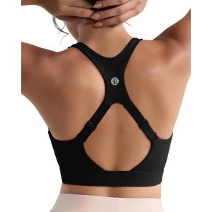 imageRUNNING GIRL High Impact Sports Bras for Women Adjustable Straps Sports Bra High Support Molded Cup Racerback Workout BraAblack